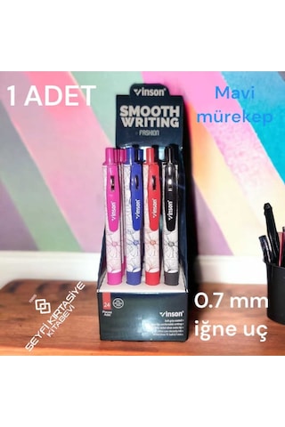 Desenli Basmalı Mavi Renk Jel Mürekkepli Tükenmez Kalem 1 Adet Flow
