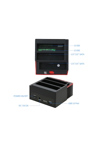 Harici Usb 3.0 2.5" 3.5" İde+2X Sata Yuvası Hdd Docking Station