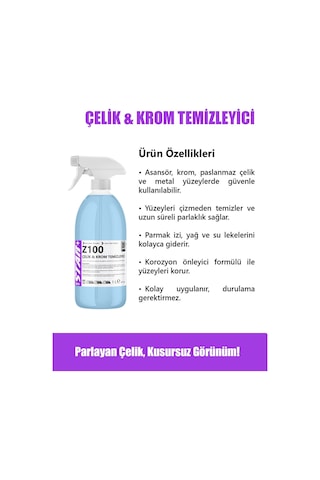 Paslanmaz Çelik Ve Krom Yüzeyler İçin Parlatıcı Ve Temizleyici 1000 Ml