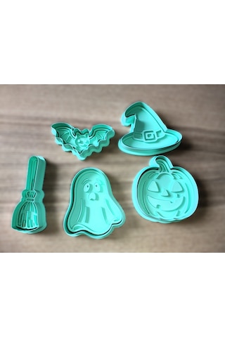 Cadılar Bayramı Halloween Bal Kabağı Hayalet Süpürge Kurabiye Kalıbı Seti Çok Renkli