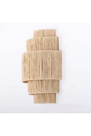 Bambu&rattan Salon Yatak Odası Antre Ahşap Doğal Aplik Avize Tasarım Rafya Aplik Aydınlatma 42x28cm-9036845663620 Ahşap