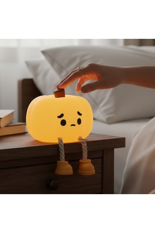 Sevimli Balkabağı Silikon Gece Lambası Yatak Odası Uyku Lambası Diğer