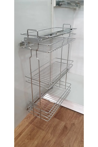 3 Katlı Yandan Raylı Mutfak Dolap İçi Şişelik 20.5cm