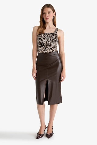 Defacto Leopar Desenli Kare Yaka Çıtçıtlı Body F9247ax25aubg115 Bej-bg115