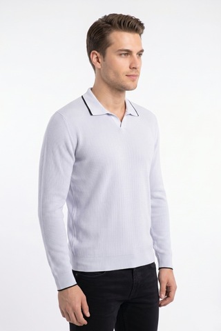 Dynamo Erkek Spor Polo Yaka Mevsimlik Kazak Bgl-st05363 Beyaz
