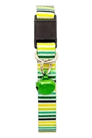 Pettagart Güvenlik Kilitli Ayarlanabilir Sarı Yeşil Yumuşak Doku Kedi Boyun Tasması 22-30 Cm