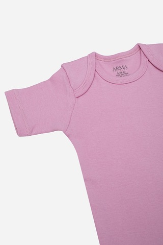 Arma Yıldız %100 Organik Pamuk 3'lü Pembe Kısa Kollu Bebek Çıtçıtlı Zıbın Body Pembe