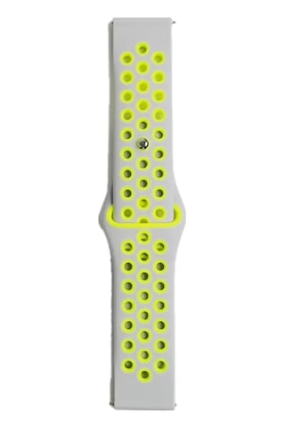 Watch 20mm Spor Delikli Kordon - Gri-yeşil Ahşap