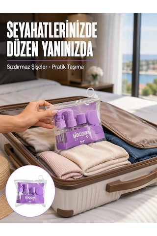 Mey İthalat 5 Parça Seyahat Kişisel Bakım Seti Şişe Sprey Krem Kutulu Yeni Nesil