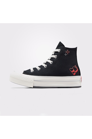 Converse Chuck Taylor All Star Eva Lift Platform Y2k Heart Çocuk Siyah Sneaker Düz A09122c Siyah