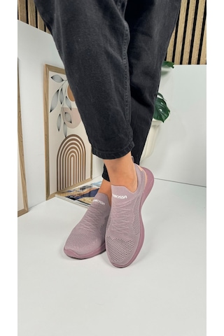 Günlük Unisex Sneaker Slip-on Nefes Alabilen Hafif Yürüyüş Bağcıksız Esnek Spor Ayakkabı 041f Lila