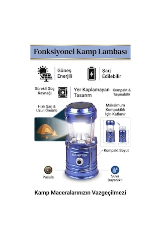 Led Taşınabilir Çadır Kamp Dış Mekan Lambası Feneri Fonksiyonlu Metal Gövde 3 Modlu Renkli