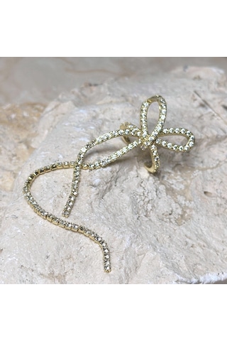 Fiyonk Taşlı Gold Earcuff Gold