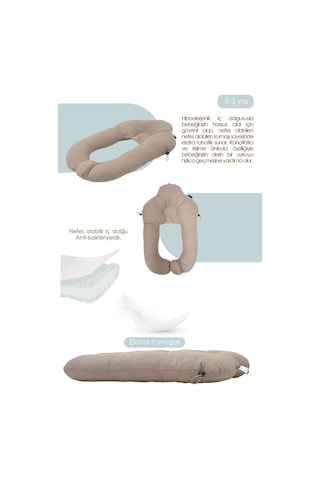 Mordesign Moresleep 2'si 1 Arada Bebek Sarılma Ve Şekillendirme Yastığı, Düz Kafa Yastığı,pamuklu,uyku Yastığı Kapiçino Zg10194-5