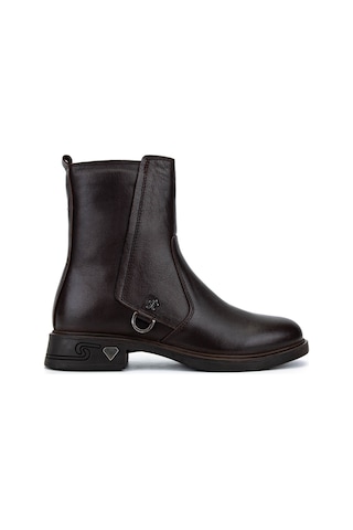 Tamer Tanca Kadın Hakiki Deri Kahverengi Topuklu Bot 1065 3450 Bn Bot Sk25-26 Kahve Dr Kahverengi