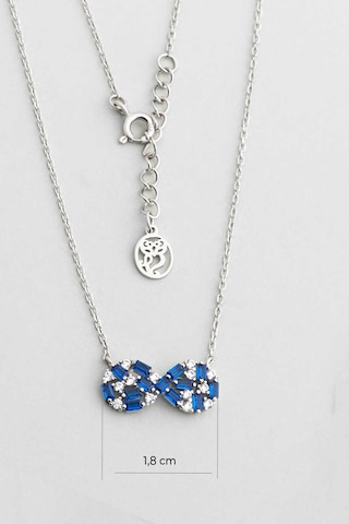 So Chic Sonsuz Mavi 18 Ayar Beyaz Altın Kaplama 45 Cm Gümüş Kolye Beyaz