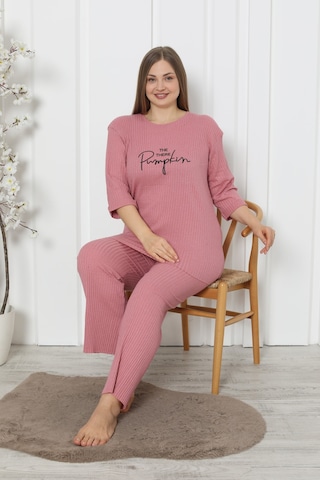 Fames Pijama Büyük Beden Kadın Pijama Takımı Pumpkin Pembe Pembe