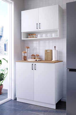 Lidya Mini Mutfak Dolabı Alt Üst Modül 100 CM Tezgal Dahil Beyaz