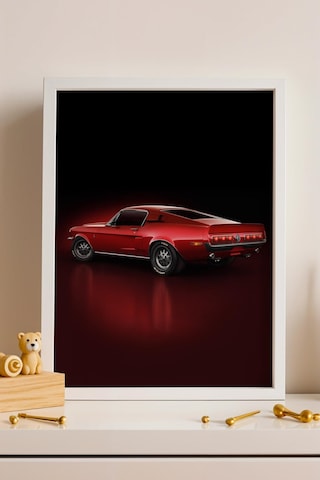Saturn Ford Mustang Fastback Çerçeveli Tablo Erkek Odası Ve Garaj Dekoru Classic Car Collection
