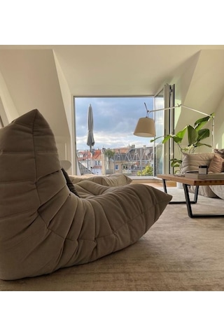 Edsy Puffer Relax Taş Renk Berjer Krem