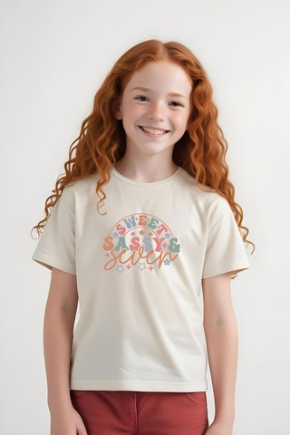 Fyk Kids Kız Çocuk Sweat Sassy Baskılı Tişört Krem