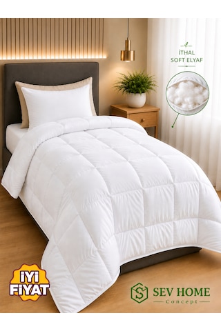 Yumuşak İthal Silikon Elyaf -tek Kişilik Yorgan .microfiber Üst Kumaş Beyaz
