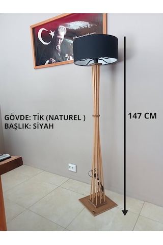 Lambader-naturel Ahşap Köşe Lambası-siyah Başlık