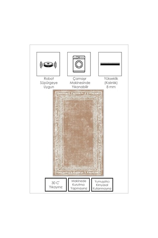 West Home Dijital Baskı Yıkanabilir Kaymaz Taban Leke Tutmaz Mutfak Halısı Salon Halısı Ve Yolluk Wh 440 Sand