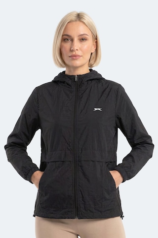 Slazenger Raıd Kadın Kapüşonlu Fermuarlı Siyah Rüzgarlık