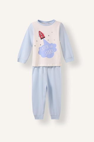 Defacto Uzay Desenli Uzun Kollu Üst Lastikli Paça 4lü Pijama Takımı Erkek Bebek I1441a526aube343 Mavi-be343
