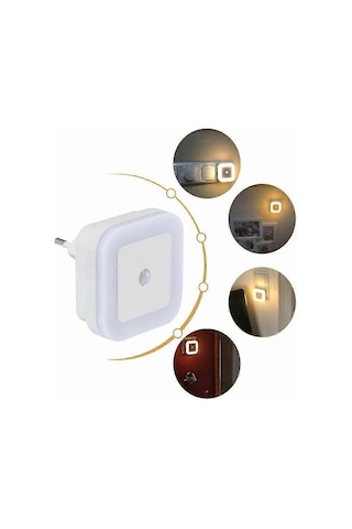 Soaiy 2'li Paket Hareket Sensörlü Led Gece Lambası Enerji Tasarruflu Priz Lambası Pır Sensörlü Işık Sıcak Beyaz Çocuk Odası Koridor Merdiven