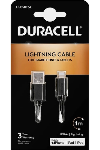 Duracell Sync/Charge Kablo1 Metre Siyah Duracell Sync/Charge Kablo1 Metre Siyah