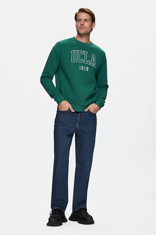 Ucla Sandhıll Yeşil Bisiklet Yaka Nakışlı Loose Fit Erkek Sweatshirt Yeşil