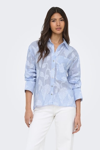 Only Onlastana Desenli % 100 Pamuk Regular Fit Gömlek Bayan Gömlek 15380458 Açık Mavi