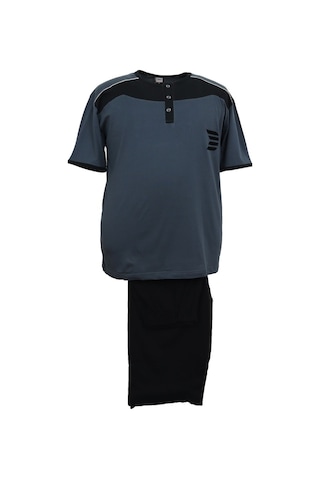 Erkek Büyük Beden Battal Boy Tişört-Kapri Pijama Takımı (545824295)