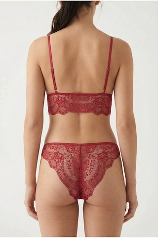 Bordo Dantel Detaylı İp Askılı Kapsız Bralet İç Giyim Seti