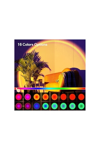 Kyrotech Rgb Sunset Gün Batımı Projektör, 16 Renk Modlu, Led Ambiyans Işığı, Hd Kristal Lens, 360 Döner Başl
