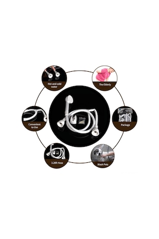 Suofeng Jk-5000 Beyaz El Duşu Seti: Evcil Hayvan Yıkama, Saç Yıkama, Araba Yıkama 1m Hortum Ve Destek Aparatı İle Pratik Kullanım Diğer