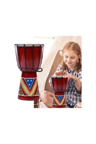 Djembe Davul Darbuka Renkli Afrika El Yapımı 25cm Çocuk Bongo Kongo No.2