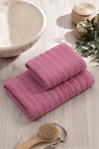 Eponj Home 2li Havlu Seti Dalga 50x85cm+70x140cm Mürdüm Mürdüm