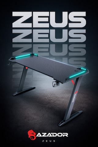 Zeus Rgb Ledli Oyuncu Masası 120x60x74 Siyah