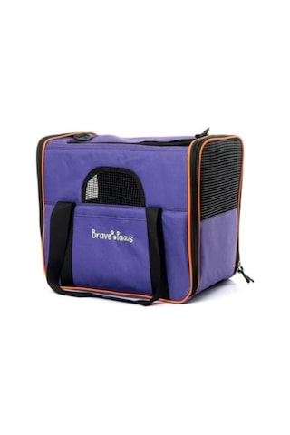 Brave Paws Sp Kedi Köpek Taşıma Çantası Kare Model Yırtılmaz Plastik Fileli Mor