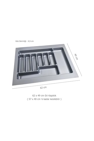 2 Adet Çekmece İçi Kaşıklık 62 X 49 Cm Gri Mutfak Çekmece Düzenleyici