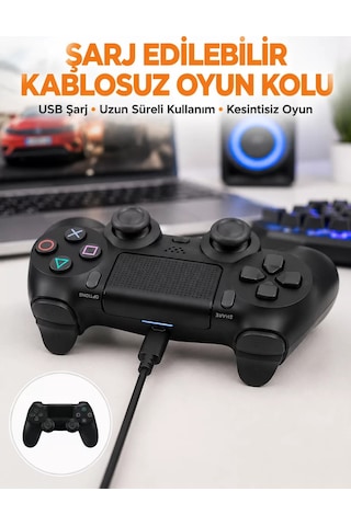 Ps4 Uyumlu Kablosuz Oyun Kolu Titreşimli Şarjlı Ve Ergonomik Yeni Nesil