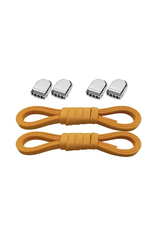 Akıllı Kilitli Ayarlanabilir 1 Çift Hardal Sarı 6 Mm Lastik Pratik Bağcık Sarı