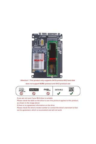 Xurunkeji M.2 Ngff Msata Ssd'den Sata 3.0 Adaptör Kartı 2'si 1 Arada Dönüştürücü Kartı M.2 Ssd Adaptör Kartı Harici Sabit Sürücü Muhafazası