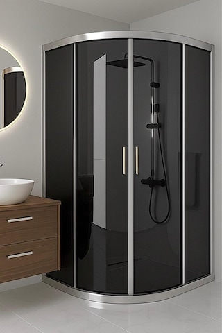 Duşakabin Füme Temper Cam Elegant Seri Oval Krom Profil - Yükseklik: 190 Cm Krom