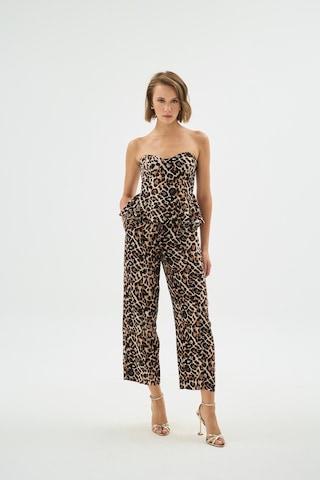 Sagaza Studio Ss6063 Leopar Desenli Straplez Bluz Çok Renkli