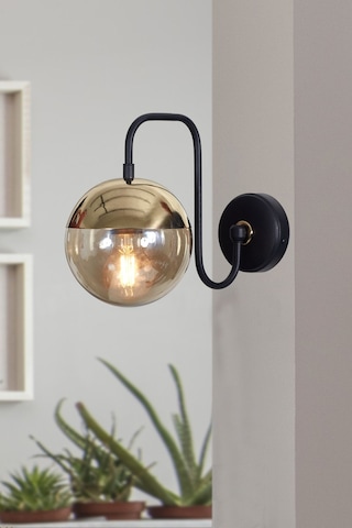 Luzarana Siesta Gold-siyah Metal Gövde Bal Rengi Camlı Tasarım Aplik Sarı