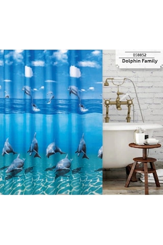 Prado Dolphin Banyo Perdesi Duş Perdesi 180x200cm Çok Renkli